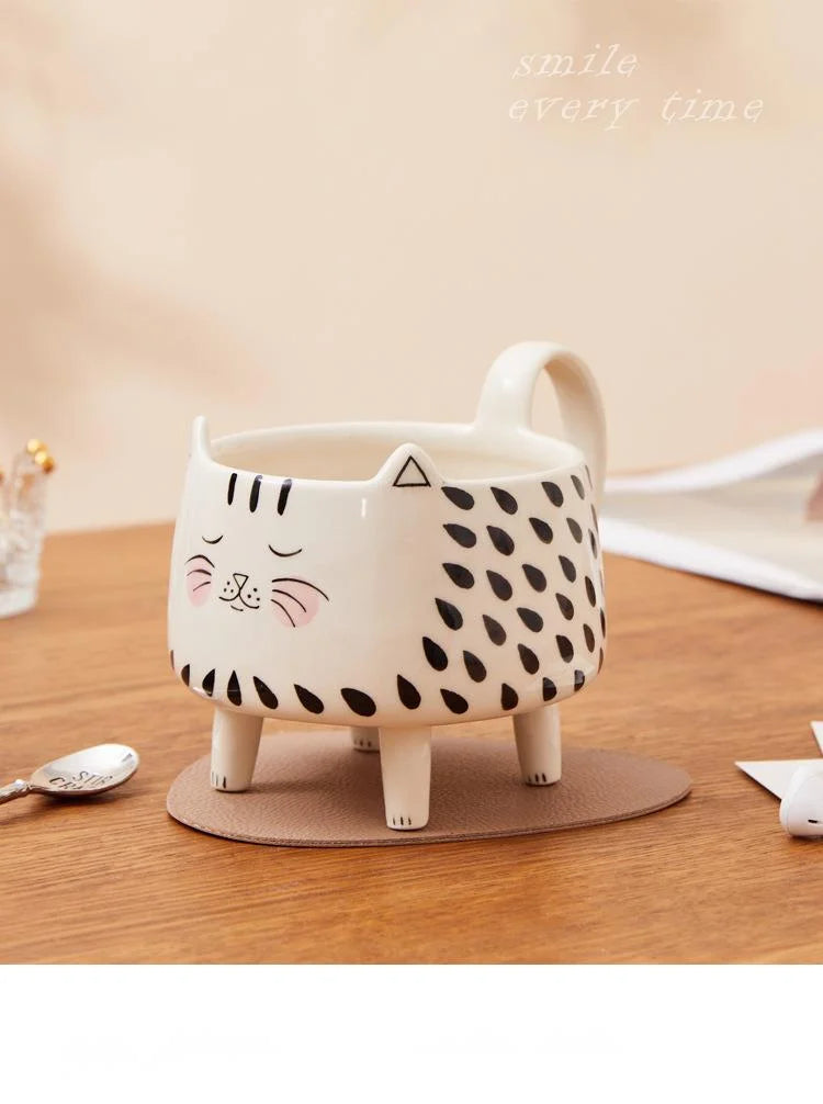 Cute Cat Mug with 4 Legs – Ceramic Meow Mug for Women & Girls, Funny Coffee Cu - The Cat Mug Spot