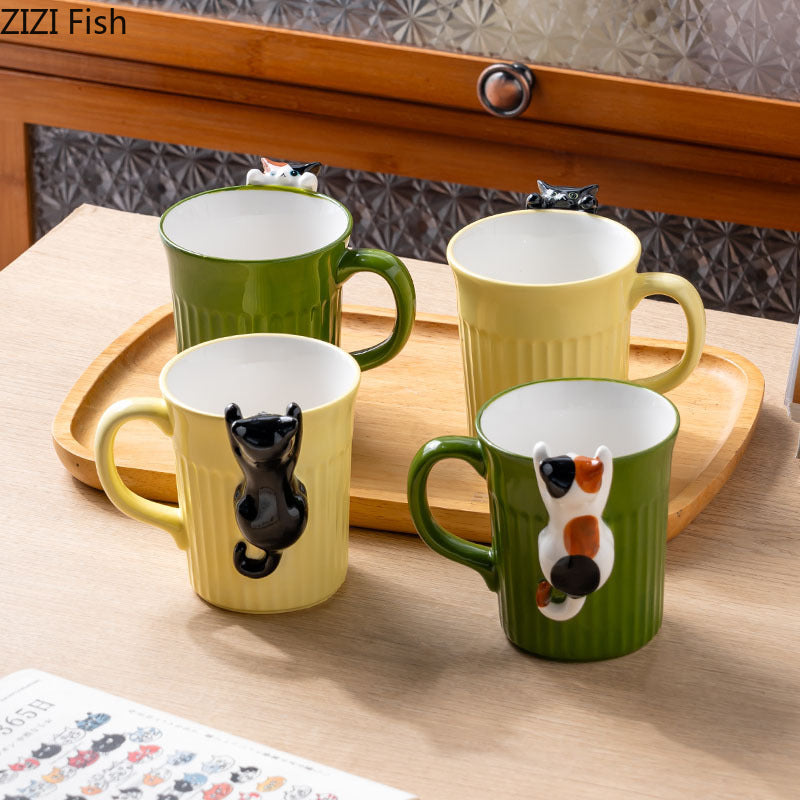 Cartoon Cute Cat Ceramic Mug – Creative Office & Home Coffee, Tea, and Milk Cup, Perfect Gift for Friends - The Cat Mug Spot