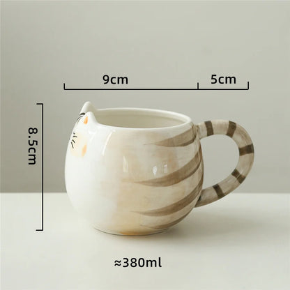 1pc Cute Ceramic Cat Shaped Mug – 380ml/13oz for Milk, Coffee, and Water - The Cat Mug Spot