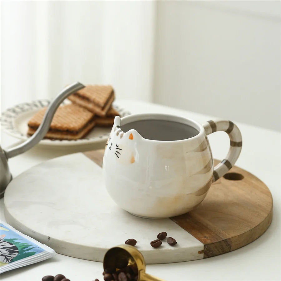 1pc Cute Ceramic Cat Shaped Mug – 380ml/13oz for Milk, Coffee, and Water - The Cat Mug Spot