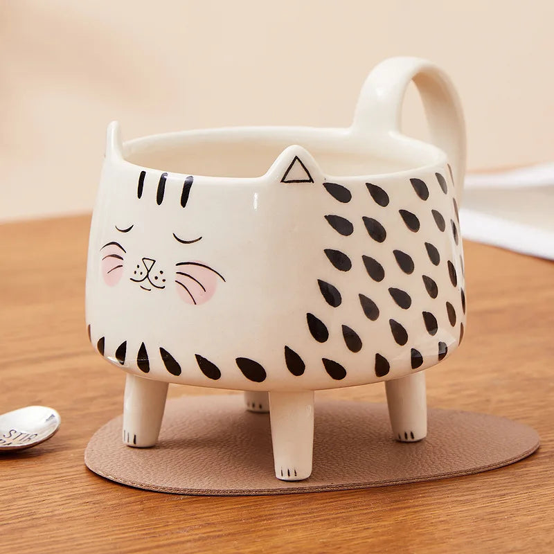 Cute Cat Mug with 4 Legs – Ceramic Meow Mug for Women & Girls, Funny Coffee Cu - The Cat Mug Spot