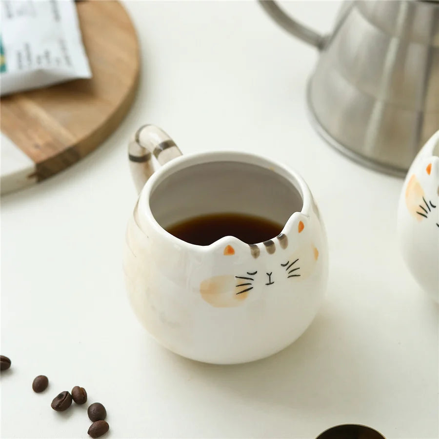 1pc Cute Ceramic Cat Shaped Mug – 380ml/13oz for Milk, Coffee, and Water - The Cat Mug Spot