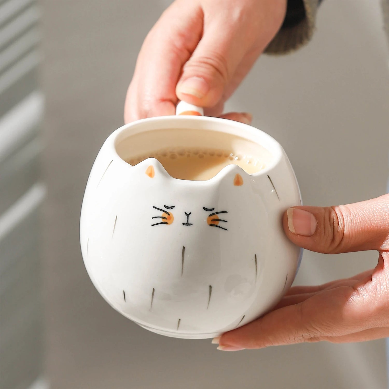 1pc Cute Ceramic Cat Shaped Mug – 380ml/13oz for Milk, Coffee, and Water - The Cat Mug Spot