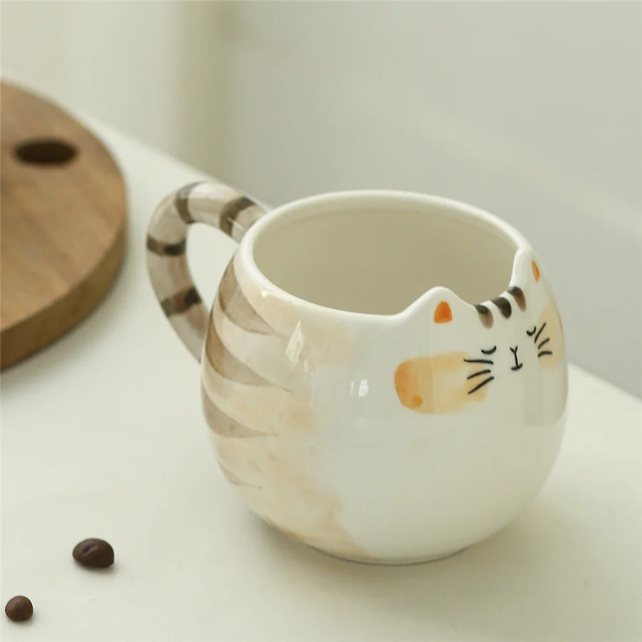 1pc Cute Ceramic Cat Shaped Mug – 380ml/13oz for Milk, Coffee, and Water - The Cat Mug Spot