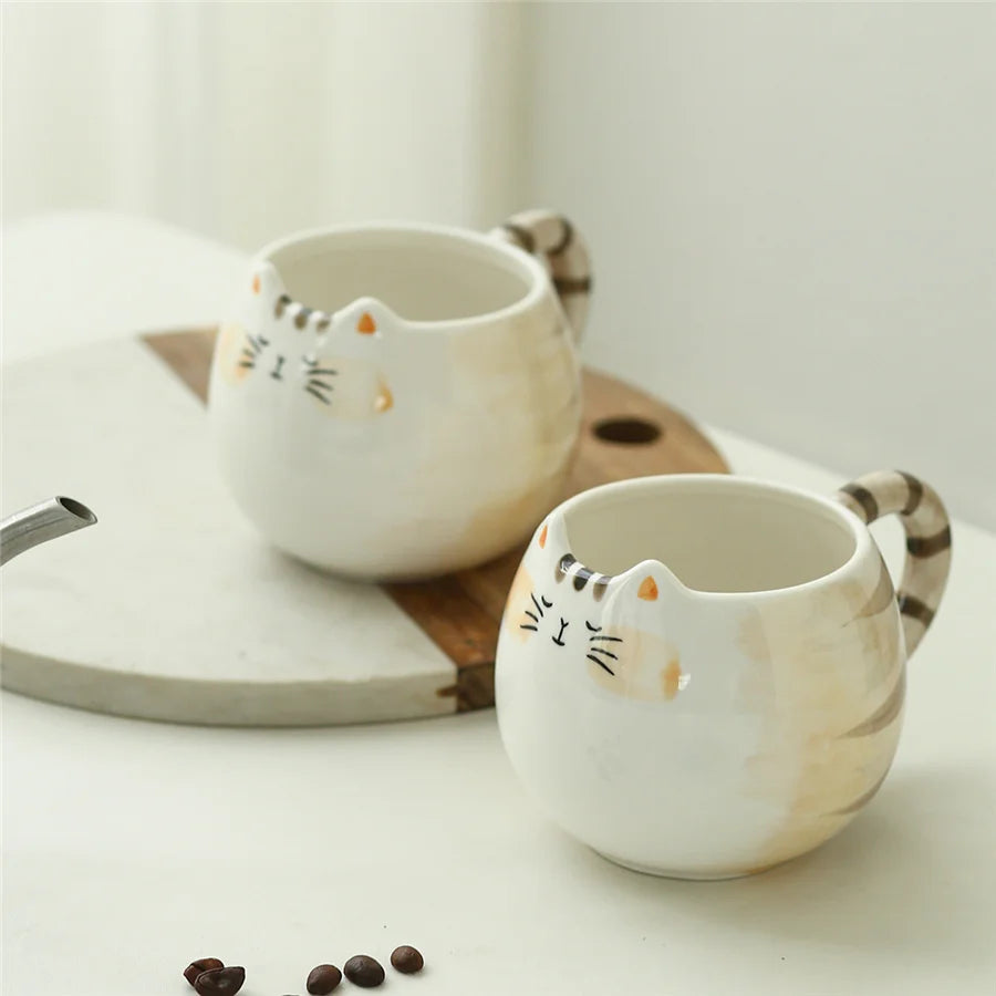 1pc Cute Ceramic Cat Shaped Mug – 380ml/13oz for Milk, Coffee, and Water - The Cat Mug Spot