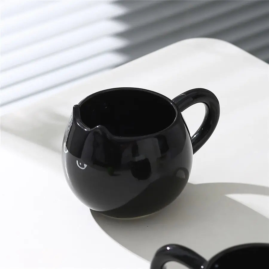 1 pc Black Cat Cartoon Mug – Cute Ceramic Coffee Cup for Couples, Office, or Afternoon Tea - The Cat Mug Spot