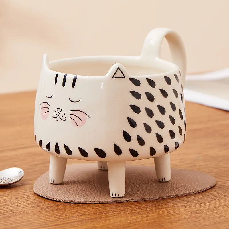 Cute Cat Mug with 4 Legs – Ceramic Meow Mug for Women & Girls, Funny Coffee Cu - The Cat Mug Spot