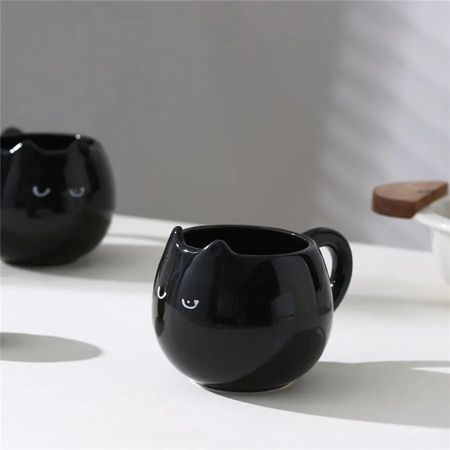 1 pc Black Cat Cartoon Mug – Cute Ceramic Coffee Cup for Couples, Office, or Afternoon Tea - The Cat Mug Spot