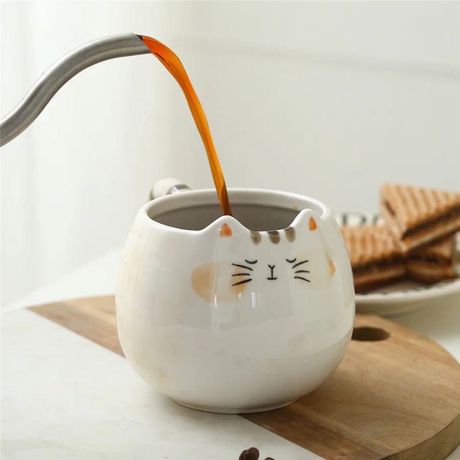 1pc Cute Ceramic Cat Shaped Mug – 380ml/13oz for Milk, Coffee, and Water - The Cat Mug Spot