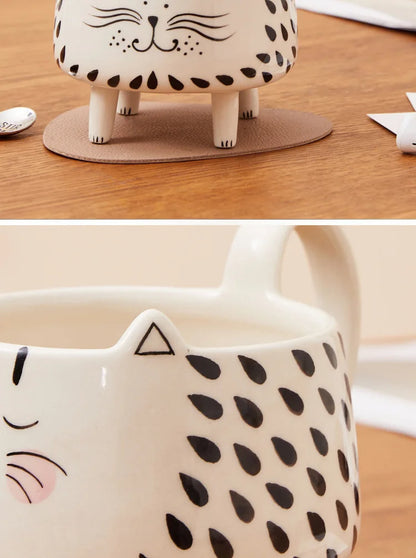 Cute Cat Mug with 4 Legs – Ceramic Meow Mug for Women & Girls, Funny Coffee Cu - The Cat Mug Spot