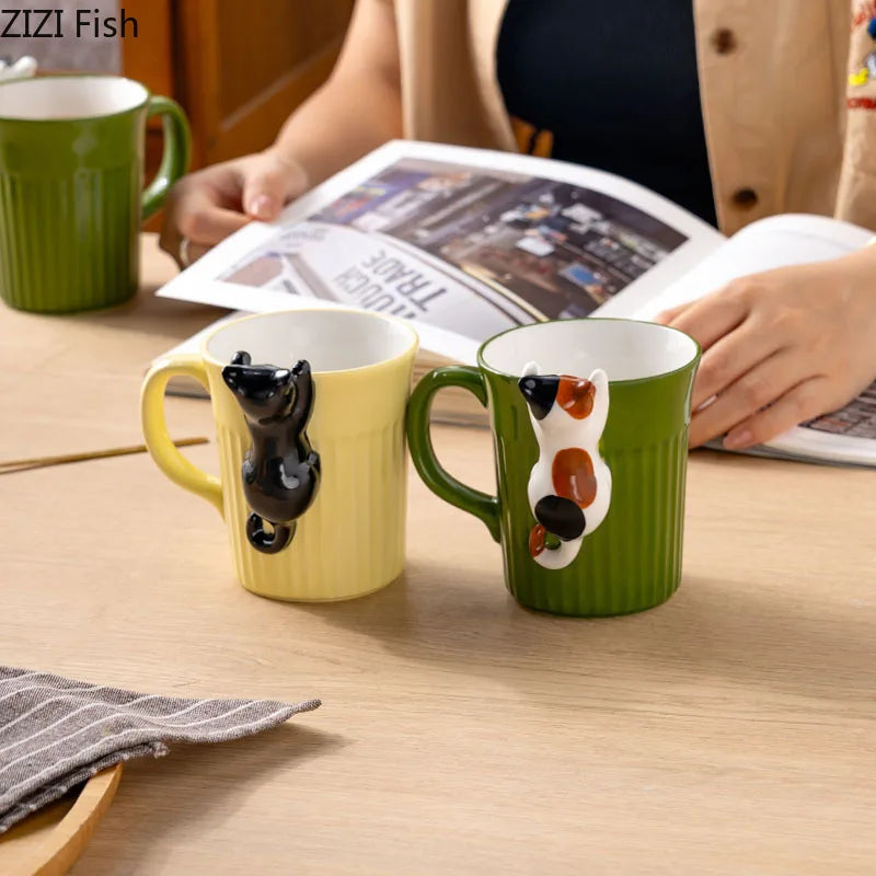 Cartoon Cute Cat Ceramic Mug – Creative Office & Home Coffee, Tea, and Milk Cup, Perfect Gift for Friends - The Cat Mug Spot